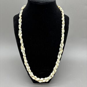 Vintage Mother of Pearl Bead Twisted Necklace Double Strand Graduated Shell 23"